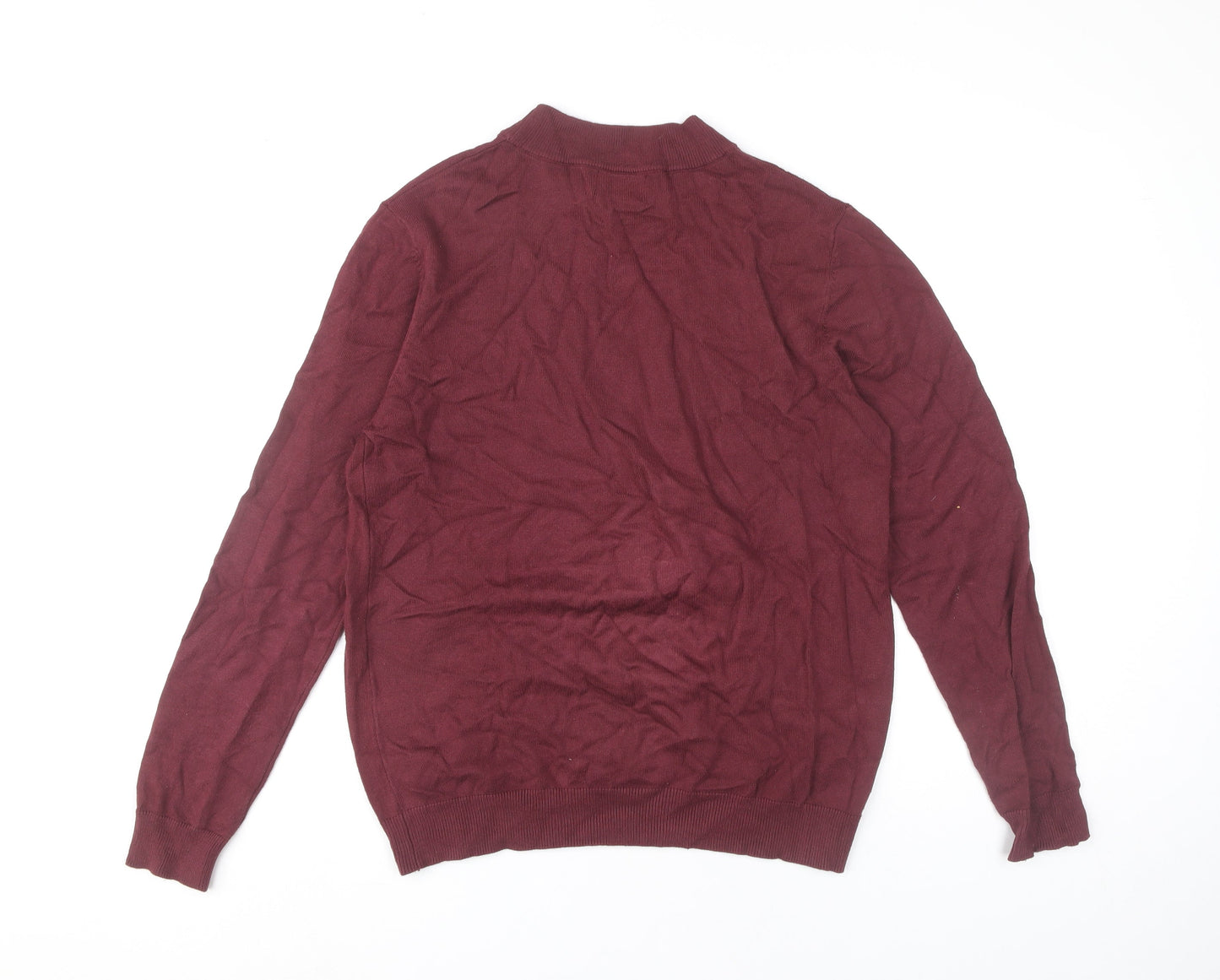 Pull&Bear Men’s Red M Mock Neck Tight-Knit Viscose Nylon Jumper