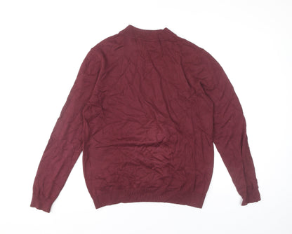 Pull&Bear Men’s Red M Mock Neck Tight-Knit Viscose Nylon Jumper