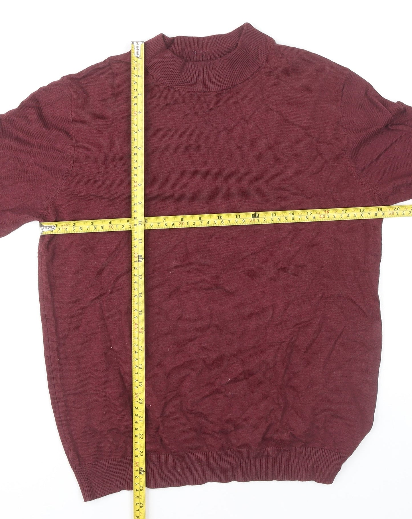 Pull&Bear Men’s Red M Mock Neck Tight-Knit Viscose Nylon Jumper