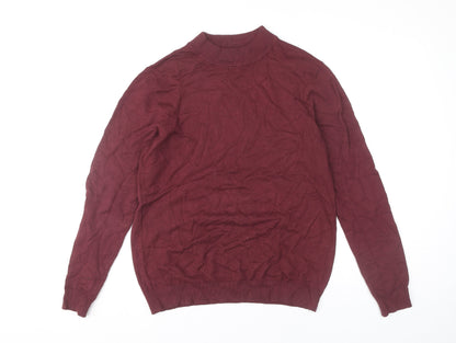Pull&Bear Men’s Red M Mock Neck Tight-Knit Viscose Nylon Jumper