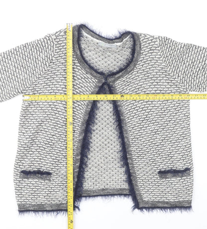 Marks and Spencer Women’s Grey Geometric Fur Trim Cardigan Size 12