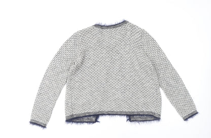 Marks and Spencer Women’s Grey Geometric Fur Trim Cardigan Size 12