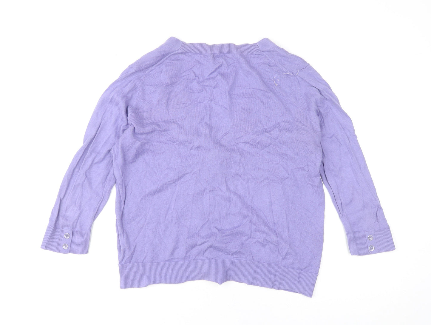 Gap Women's Purple Cotton V-Neck Cardigan M 3/4 Sleeve