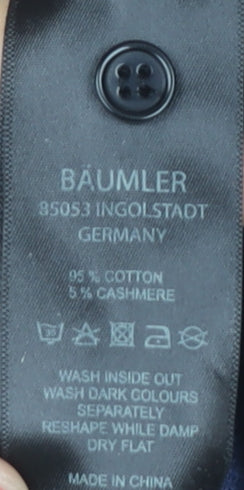 Bäumler Men's Blue Knit Cotton Blend Henley Jumper Size L