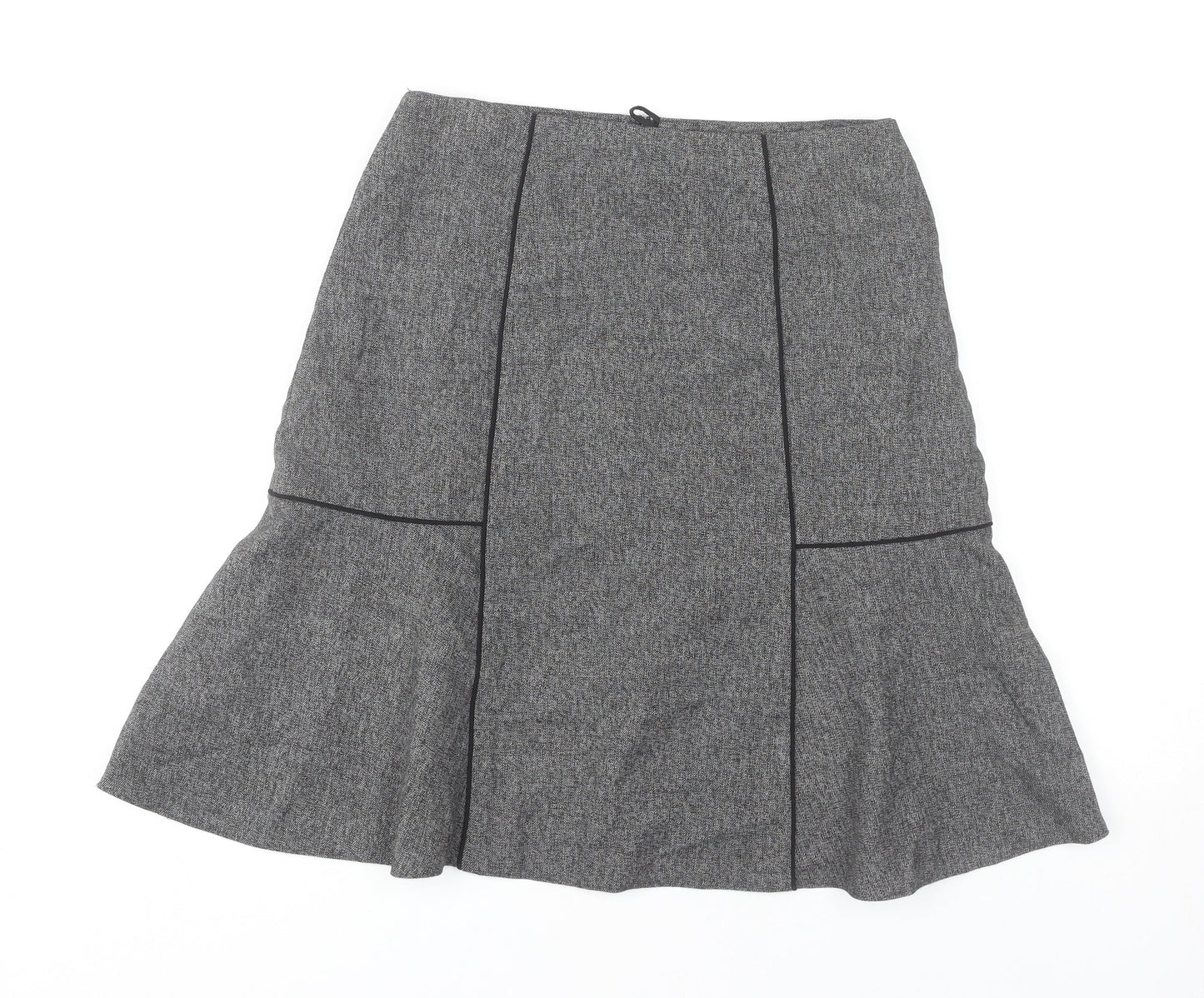 Next Women’s Grey Herringbone Flare Skirt Size 10 Tall Knee Length