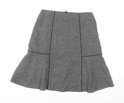 Next Women’s Grey Herringbone Flare Skirt Size 10 Tall Knee Length