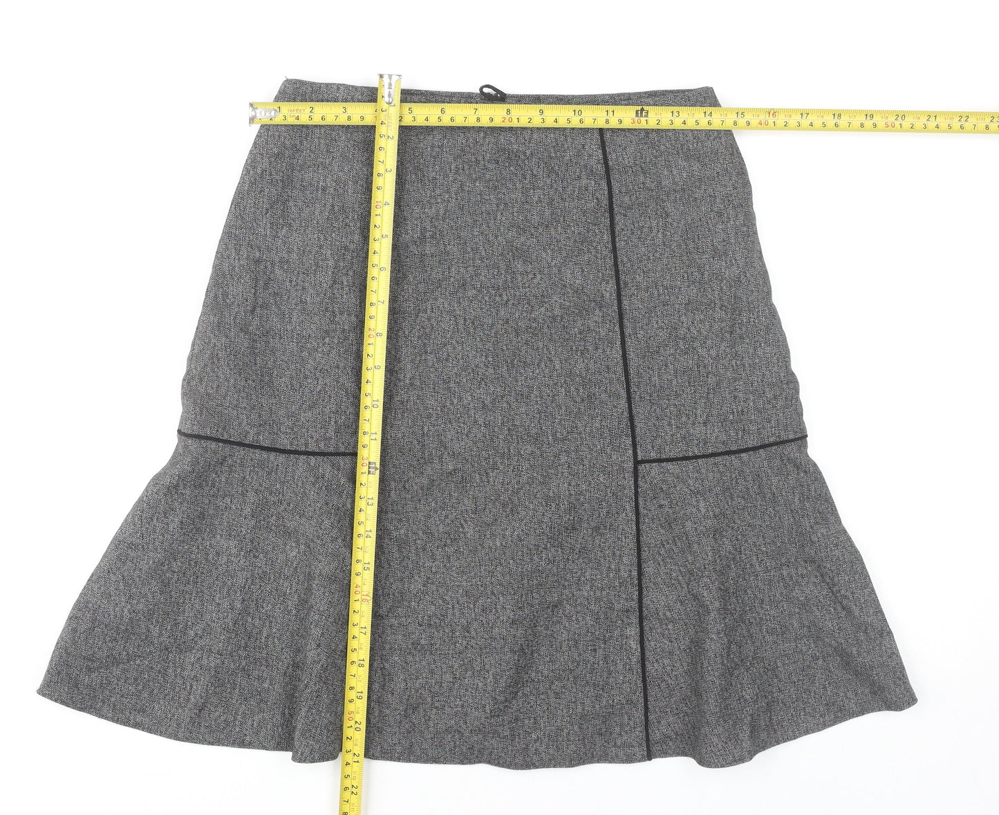 Next Women’s Grey Herringbone Flare Skirt Size 10 Tall Knee Length