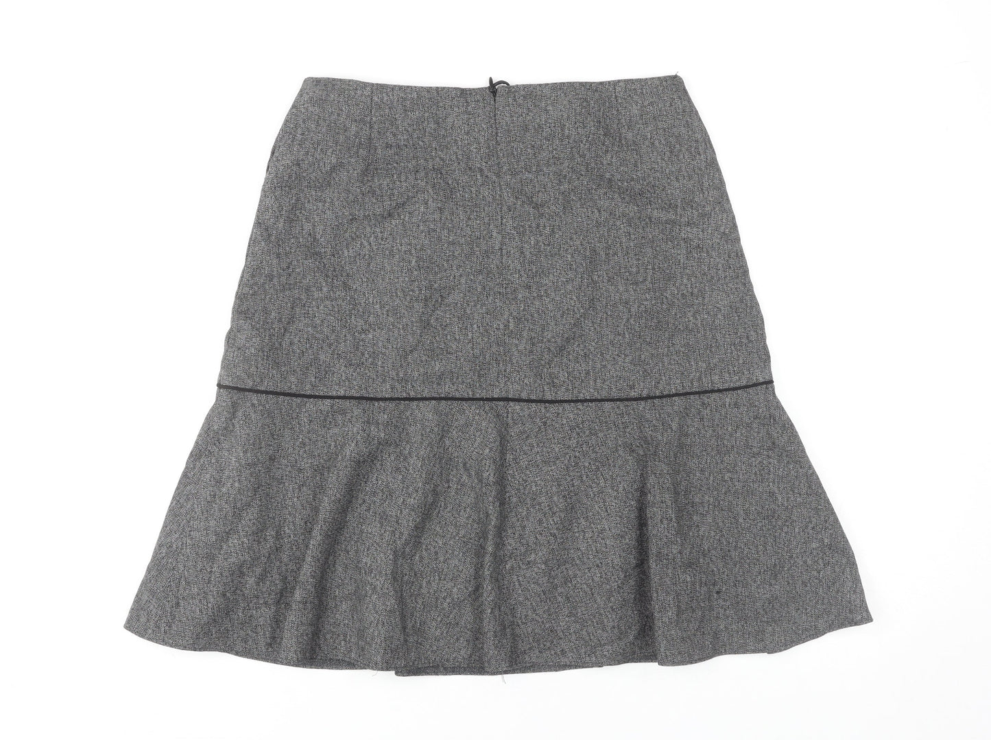 Next Women’s Grey Herringbone Flare Skirt Size 10 Tall Knee Length
