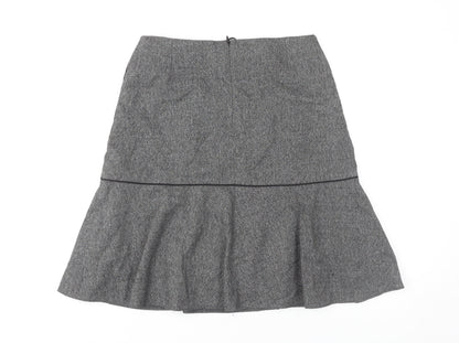 Next Women’s Grey Herringbone Flare Skirt Size 10 Tall Knee Length