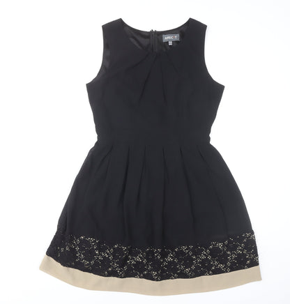 Apricot Women Black Size 10 Fit & Flare Lace Hem Knee Dress