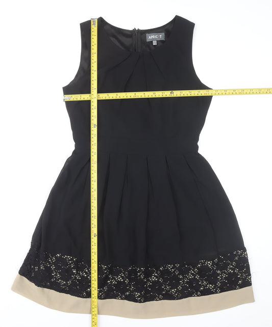 Apricot Women Black Size 10 Fit & Flare Lace Hem Knee Dress