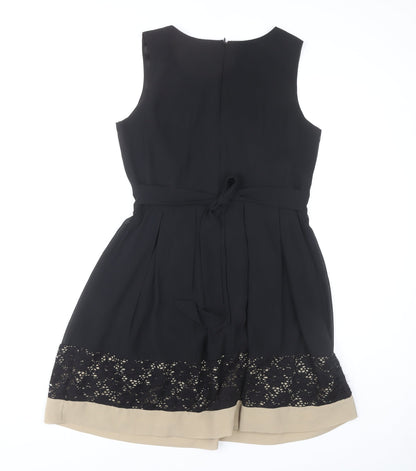 Apricot Women Black Size 10 Fit & Flare Lace Hem Knee Dress
