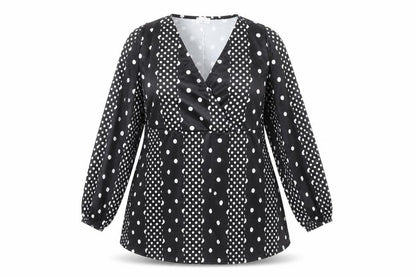 Yours Womens Black Polka Dot Wrap Blouse UK 18 Plus Long Sleeve