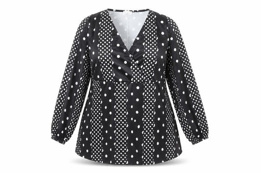 Yours Womens Black Polka Dot Wrap Blouse UK 18 Plus Long Sleeve