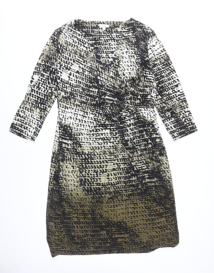 CC Women’s Multicoloured Animal Print Sheath Dress XL V-Neck Ruched