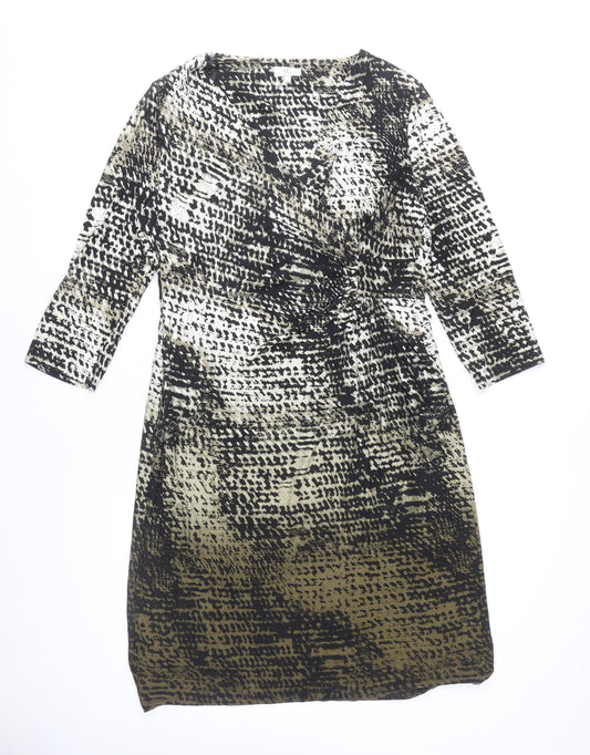 CC Women’s Multicoloured Animal Print Sheath Dress XL V-Neck Ruched