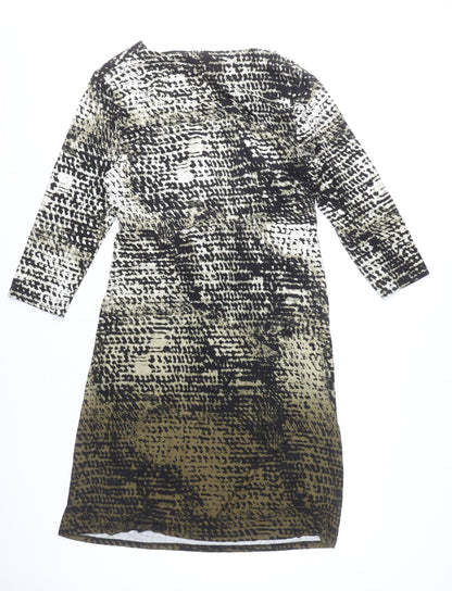 CC Women’s Multicoloured Animal Print Sheath Dress XL V-Neck Ruched