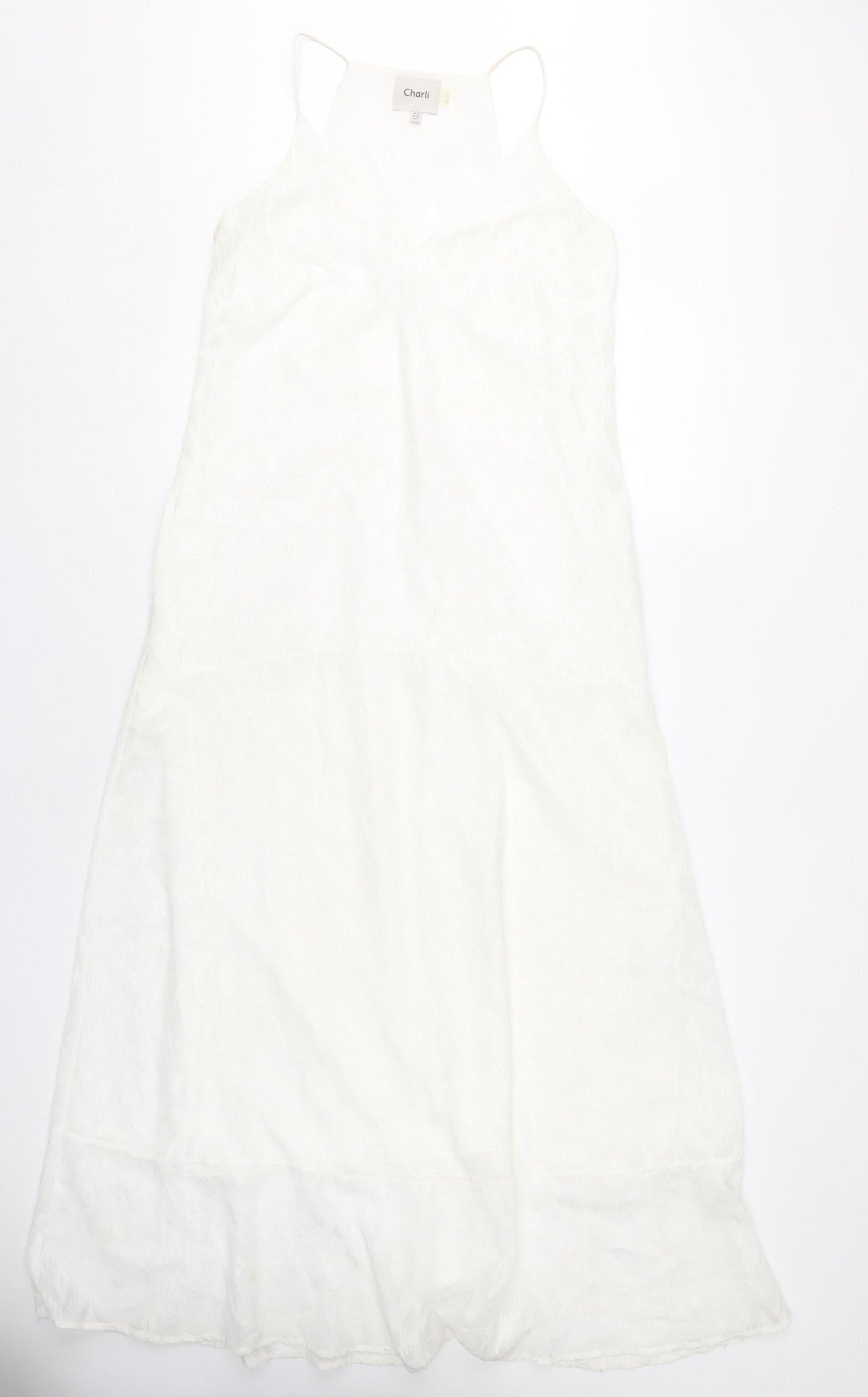 Charli Women White UK 10 Midi Slip Dress V-Neck Sleeveless Summer