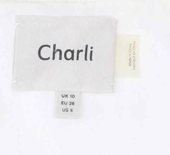Charli Women White UK 10 Midi Slip Dress V-Neck Sleeveless Summer