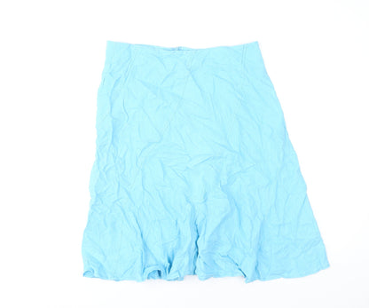 New Look Women’s Blue Knee Length Flare Skirt Size 14 Linen Blend