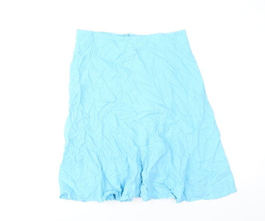 New Look Women’s Blue Knee Length Flare Skirt Size 14 Linen Blend