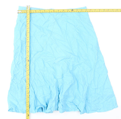New Look Women’s Blue Knee Length Flare Skirt Size 14 Linen Blend