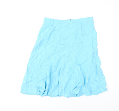 New Look Women’s Blue Knee Length Flare Skirt Size 14 Linen Blend
