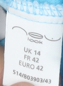 New Look Women’s Blue Knee Length Flare Skirt Size 14 Linen Blend