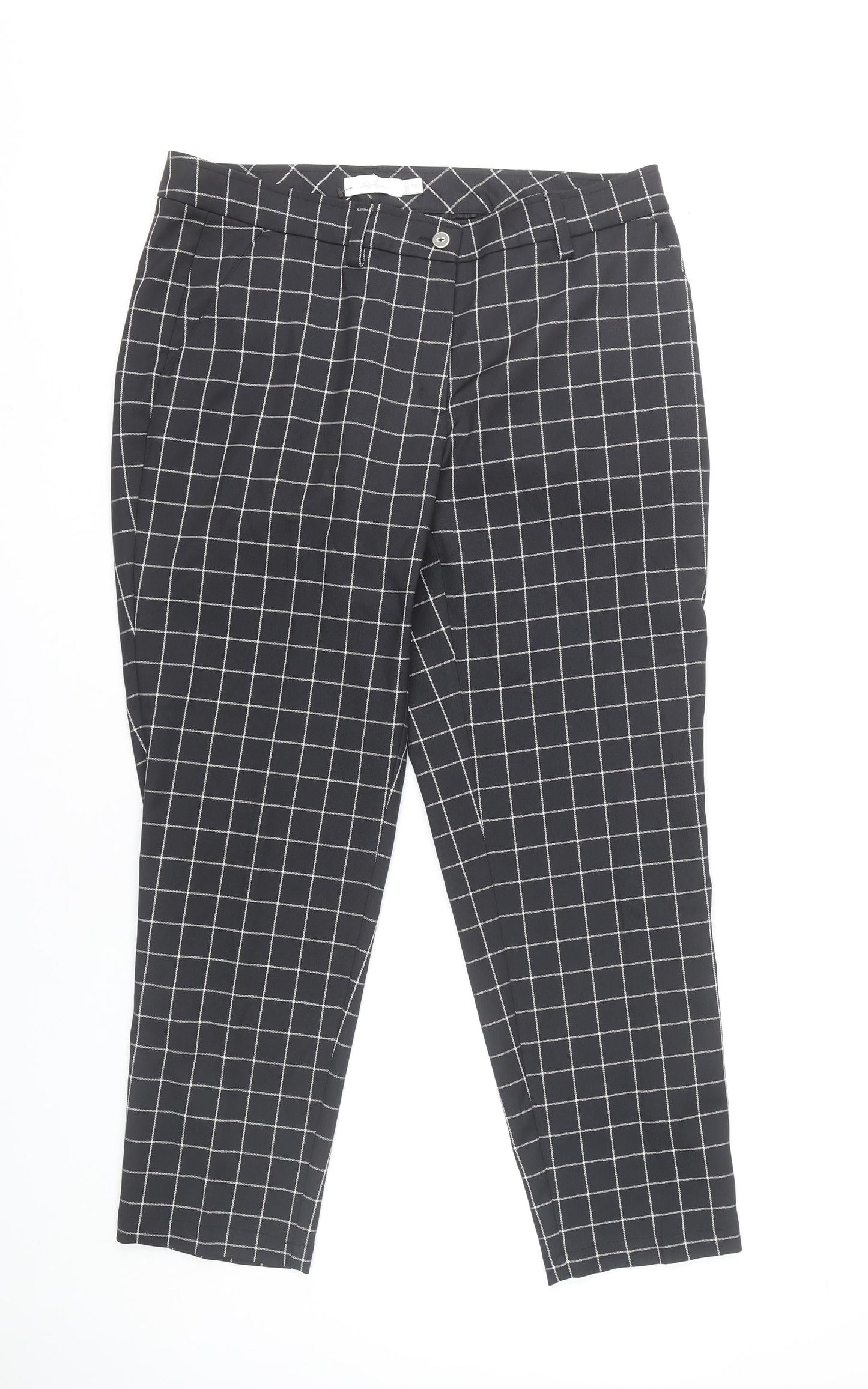 Lady Hagen Women's Black Check Ankle Trousers Size 10