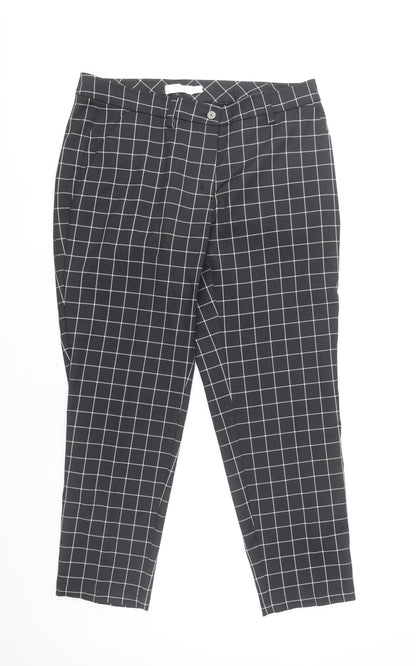 Lady Hagen Women's Black Check Ankle Trousers Size 10