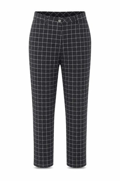 Lady Hagen Women's Black Check Ankle Trousers Size 10