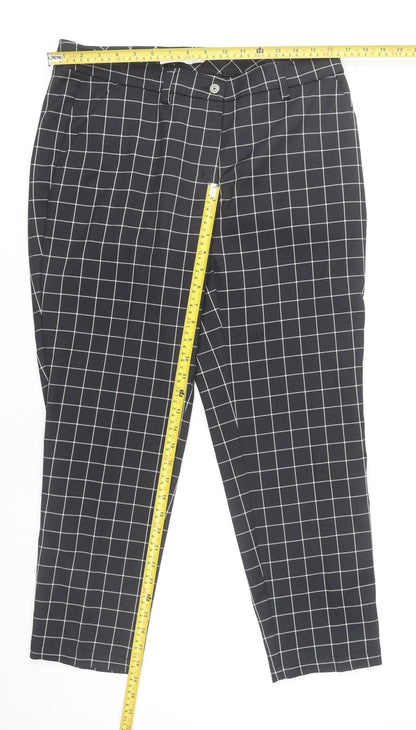 Lady Hagen Women's Black Check Ankle Trousers Size 10