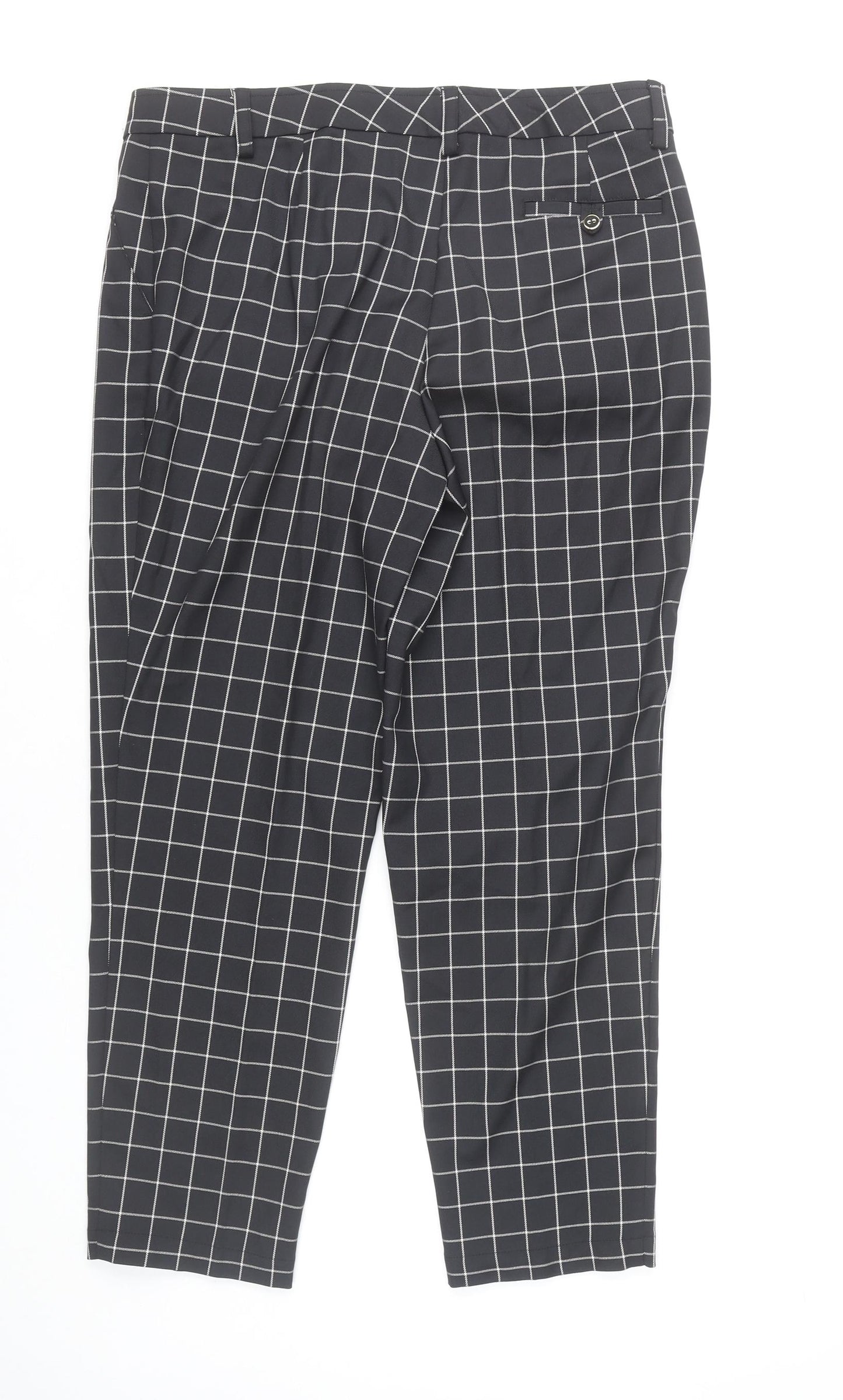 Lady Hagen Women's Black Check Ankle Trousers Size 10