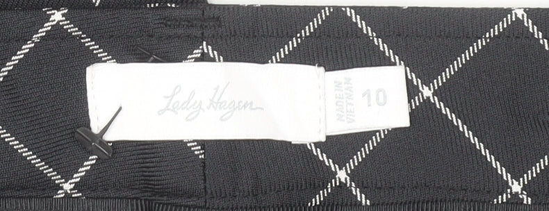 Lady Hagen Women's Black Check Ankle Trousers Size 10