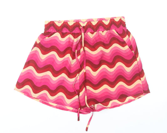 In The Style Women's Multicoloured Size 12 70s Print Drawstring Shorts