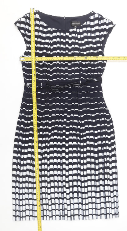 Connected Apparel Women's Blue Geometric Sheath Dress Size 8