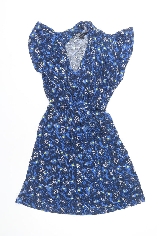 French Connection Women's Blue Floral Size 10 A-Line Short Dress