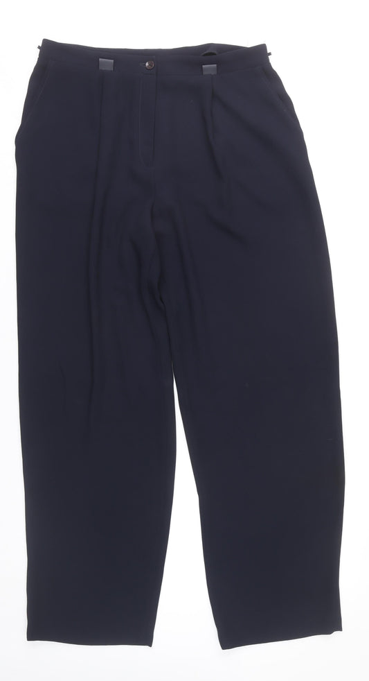 Roman Originals Women's Blue Size 14 Straight Leg Pleated Trousers