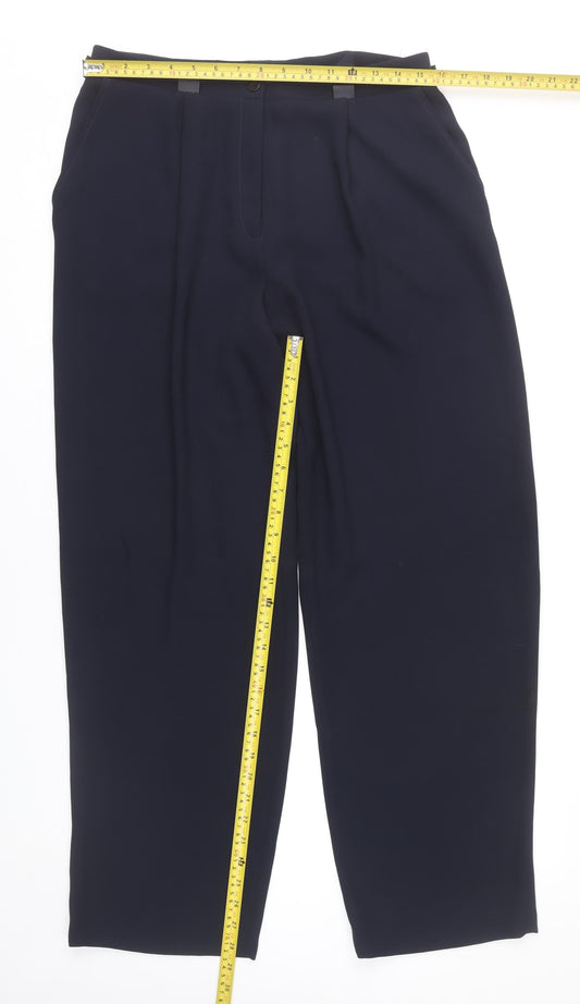 Roman Originals Women's Blue Size 14 Straight Leg Pleated Trousers