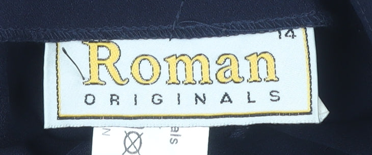 Roman Originals Women's Blue Size 14 Straight Leg Pleated Trousers