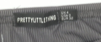 PrettyLittleThing Women’s Grey Off-Shoulder Ribbed Catsuit Size 4