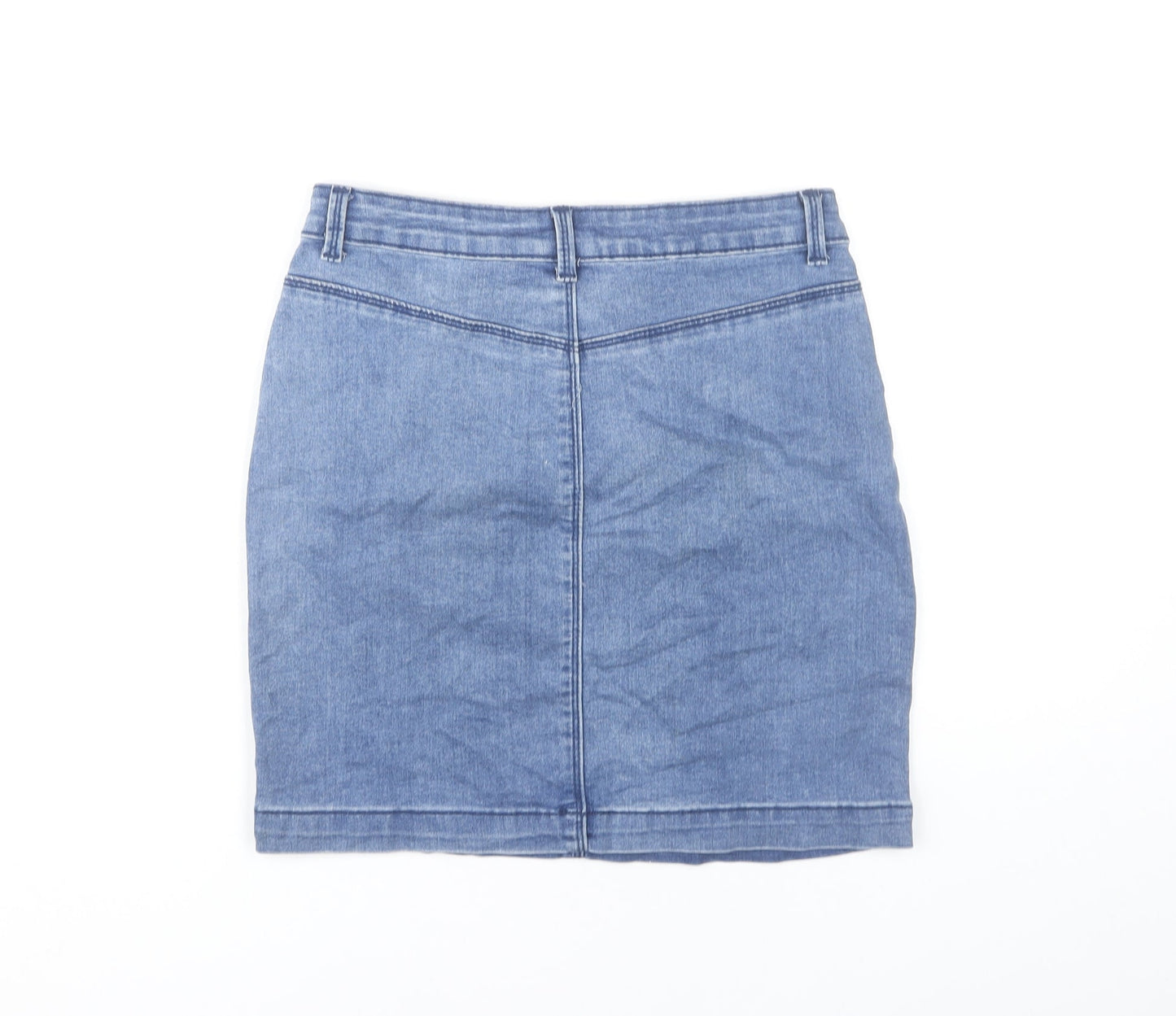 Missguided Women's Blue Denim Short Straight Skirt Size 10 Cotton Blend
