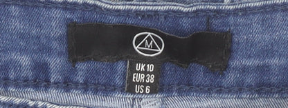 Missguided Women's Blue Denim Short Straight Skirt Size 10 Cotton Blend