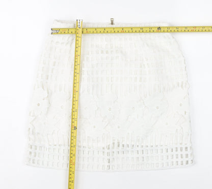 River Island Women’s White Floral Lace Short Pencil Skirt Size 10