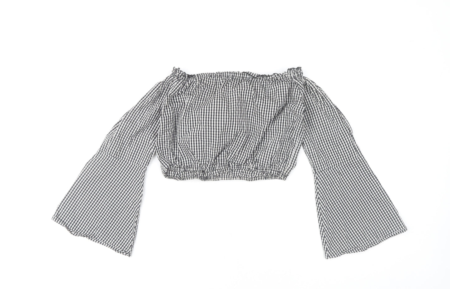 Womens UK Size XS Pull&Bear Black Cropped Blouse