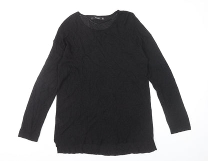 Womens UK Size M Mango Black Basic T-Shirt