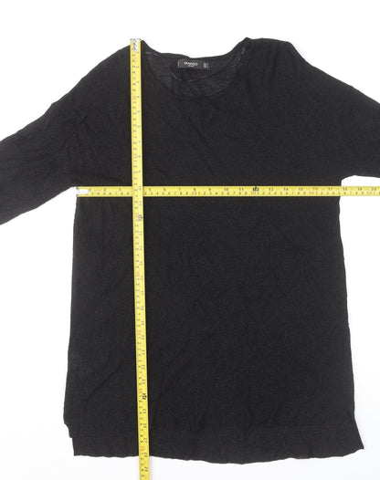 Womens UK Size M Mango Black Basic T-Shirt