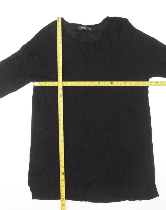 Womens UK Size M Mango Black Basic T-Shirt