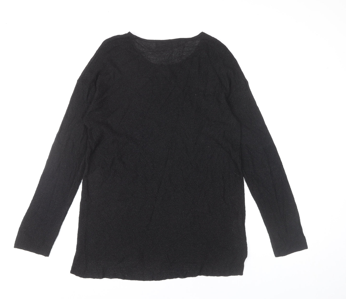 Womens UK Size M Mango Black Basic T-Shirt