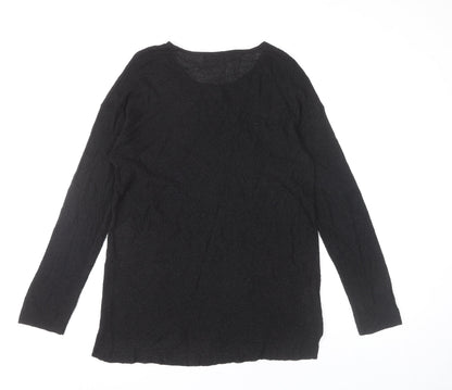 Womens UK Size M Mango Black Basic T-Shirt